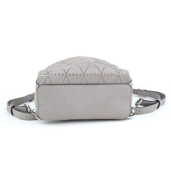 Michael Kors Abbey Gray Silver Perforated Leather Mini Backpack - Picture 9 of 16